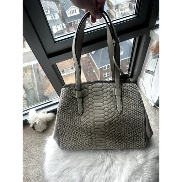 Botkier Ivory Chevron Calf-Hair Tote Bag Quiet Luxury Textured Leather Work NWOT - Picture 3 of 14